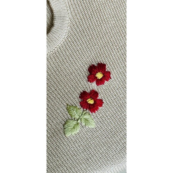 J McLaughlin 100% Silk Beige Twinset With Floral Embroidery & Keyhole Detail - Picture 12 of 13